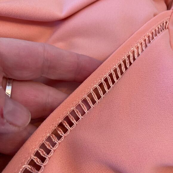 WHBM Peach Layered chiffon Asymmetrical Sleeveless cocktail or Occasion Dress - Picture 7 of 9